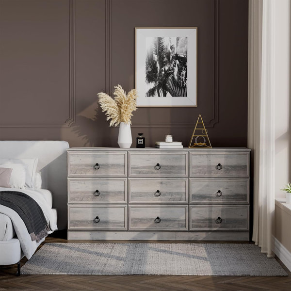 August Grove® 9 Drawer Dressers for Bedroom, 63" Wide Wood Chest of ...